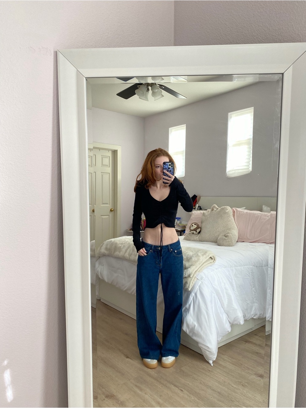 Wilfred Black Ruched Cropped Long-Sleeve Top